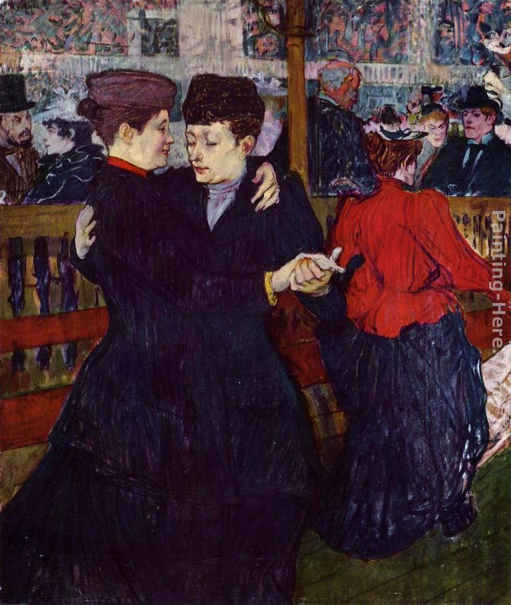 At the Moulin Rouge the Two Waltzers painting - Henri de Toulouse-Lautrec At the Moulin Rouge the Two Waltzers art painting